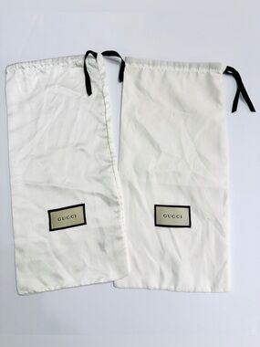 Gucci White Satin Dust Bags Set of 2-Authentic Storage Bag with Drawstring 17x8